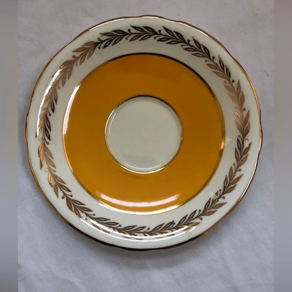 Vintage Aynsley Yellow & Gold Corset Bone China Cup and Saucer England
